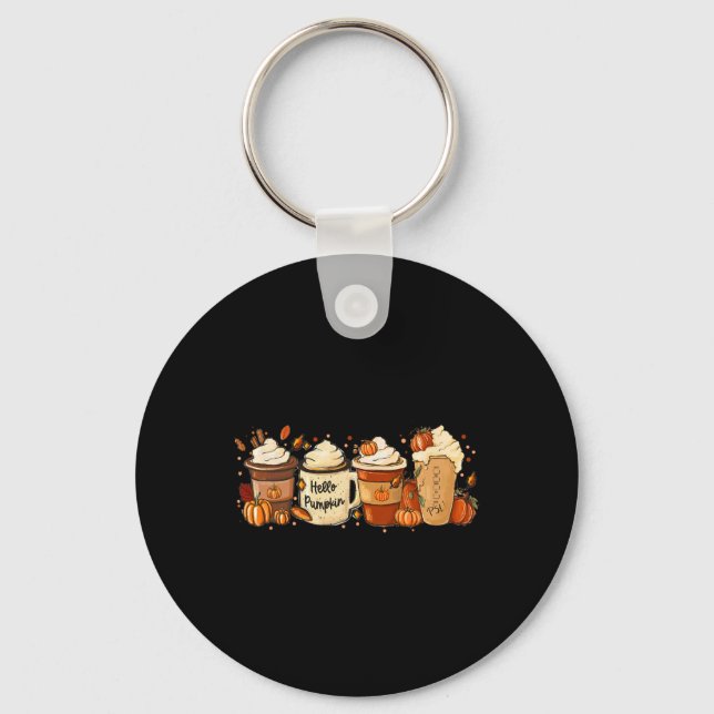 Fall Coffee Pumpkin Spice Latte Drinks Autumn Than Keychain (Front)