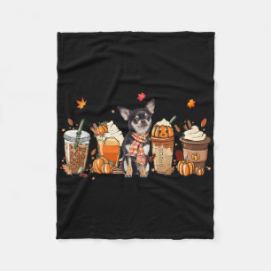 Fall Coffee Pumpkin Spice Latte Iced Autumn Chihua Fleece Blanket