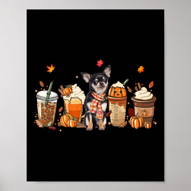Fall Coffee Pumpkin Spice Latte Iced Autumn Chihua Poster (Front)