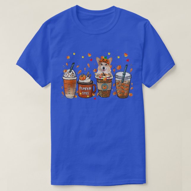 Fall Coffee Pumpkin Spice Latte Iced Autumn Corgi  T-Shirt (Design Front)