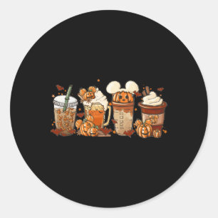 Fall Coffee Pumpkin Spice Latte Iced Warm Cozy Aut Classic Round Sticker