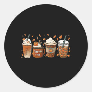 Fall Coffee Pumpkin Spice Latte Iced Warm Cozy Aut Classic Round Sticker