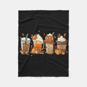 Fall Coffee Pumpkin Spice Latte Iced Warm Cozy Aut Fleece Blanket