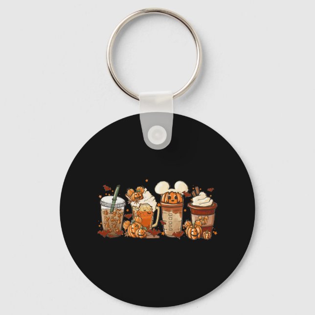 Fall Coffee Pumpkin Spice Latte Iced Warm Cozy Aut Keychain (Front)