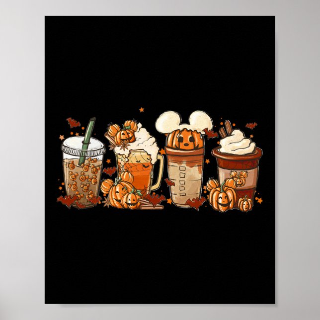 Fall Coffee Pumpkin Spice Latte Iced Warm Cozy Aut Poster (Front)