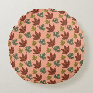 Fall Cold Weather Leaves Pattern Round Pillow
