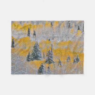 Fall Colors of Aspens & Fresh Snow Keebler Pass Fleece Blanket