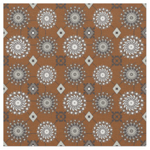 Fall Colors Rust Brown and Gray Circle Pattern Fabric