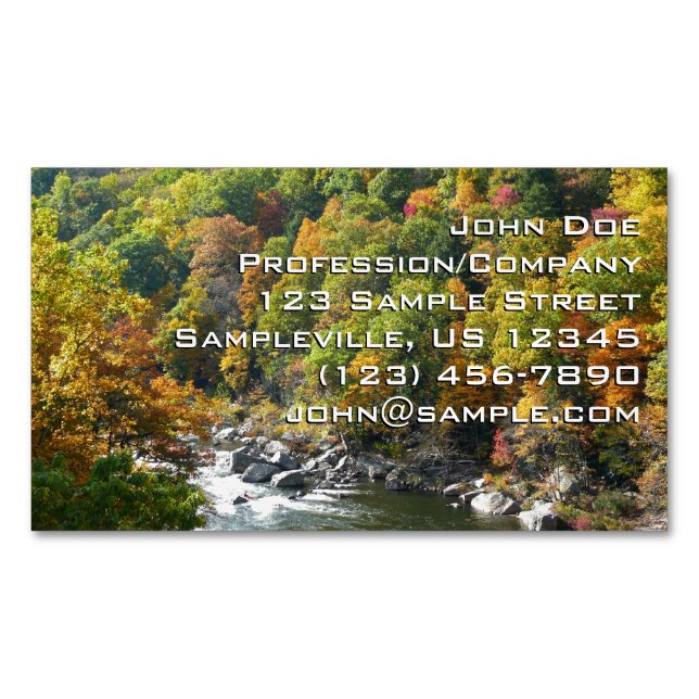 Fall Colour at Ohiopyle State Park Magnetic Business Card (Front)