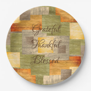 Fall Colour Blocks Paper Plate