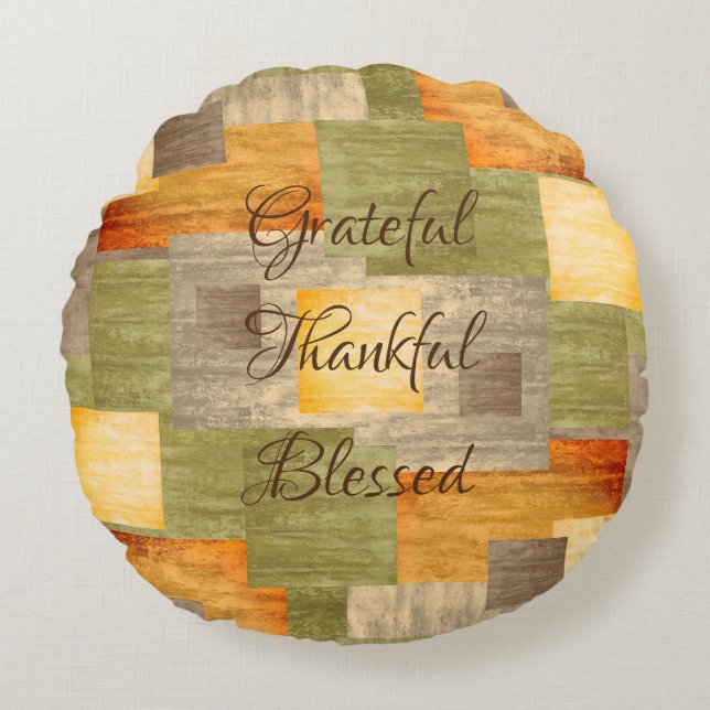 Fall Colour Blocks Round Pillow (Front)