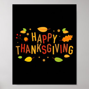 Fall Colour Cute Adorable Happy Thanksgiving Desig Poster