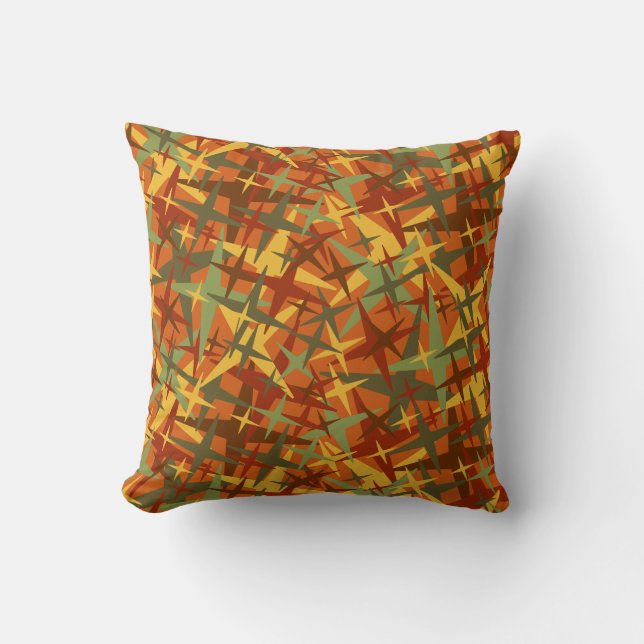 Fall Colour Fun with Stars Throw Pillow (Front)