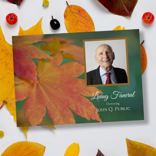 Fall Coloured Leaves Living Funeral Party Invitation (Creator Uploaded)