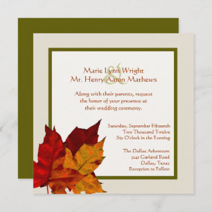 Fall Coloured Leaves Wedding Invitation