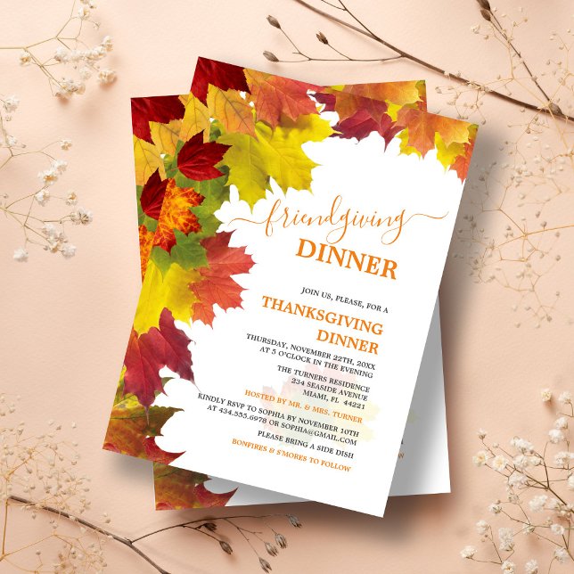 Fall Colourful Foliage Thanks Friendsgiving Dinner Invitation (Creator Uploaded)