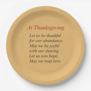 Fall Colours At Thanksgiving Poem Paper Plate
