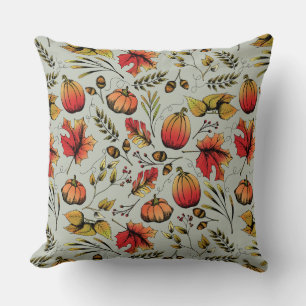 Fall Colours Autumn Pumpkin Harvest  Throw Pillow