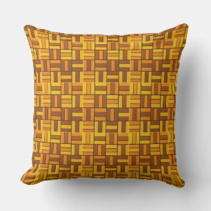 Fall colours, ceramic-look tiled pattern throw pillow