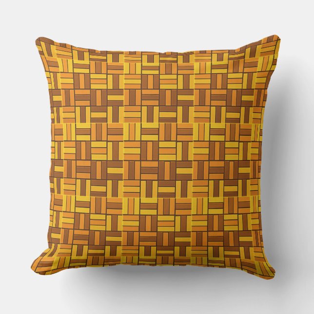 Fall colours, ceramic-look tiled pattern throw pillow (Front)