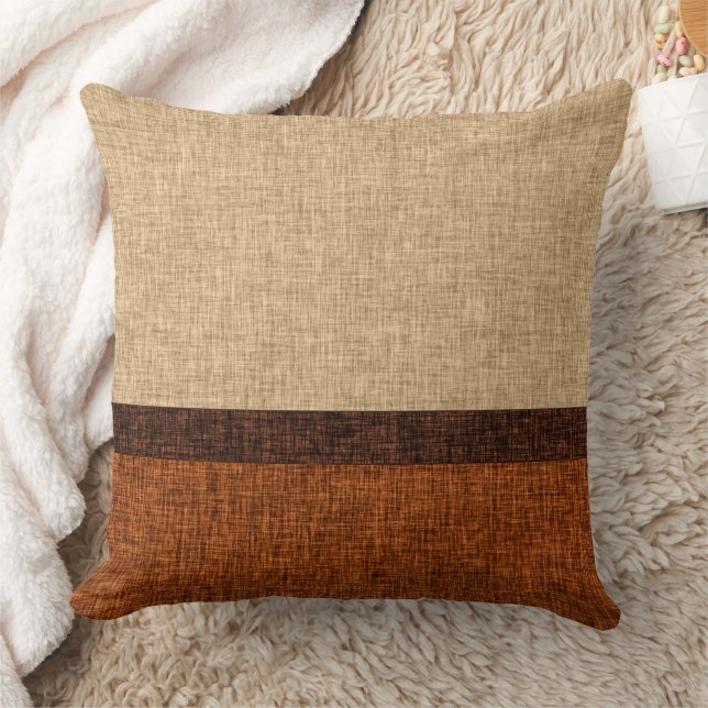 Fall Colours Crosshatch Abstract Stripe Throw Pillow (Blanket)