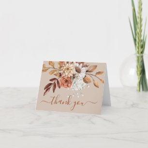 Fall Colours Floral Beige Thank You Card
