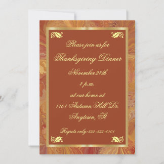 Fall Colours Marbled Paper Thanksgiving Invitation