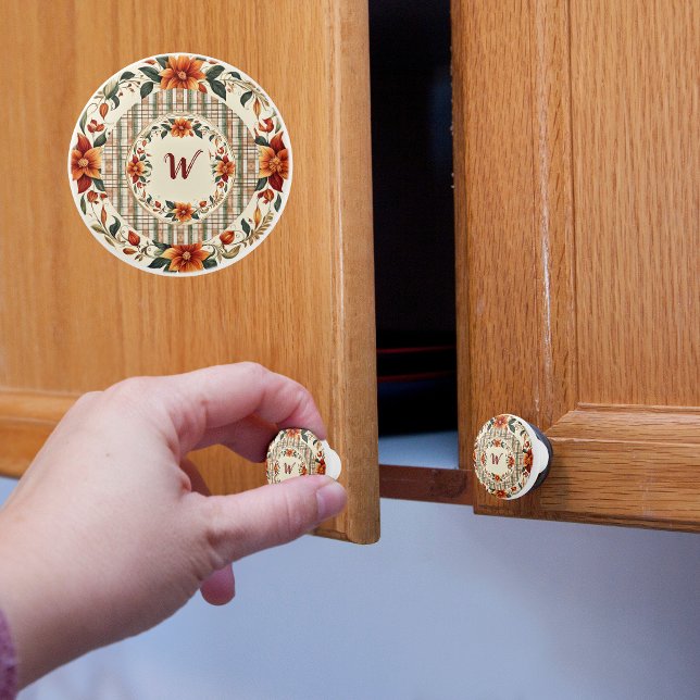 Fall Colours Monogram  Ceramic Knob (Creator Uploaded)