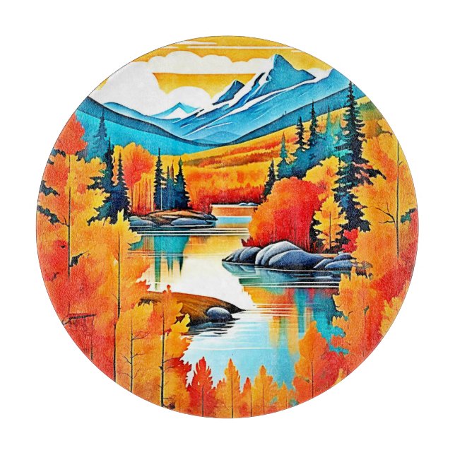 Fall Colours Mountain View Cutting Board (Front)