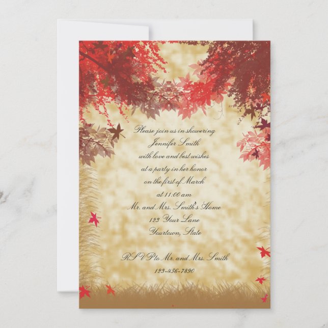 Fall Colours on Ecru Bridal Shower Invitation (Front)