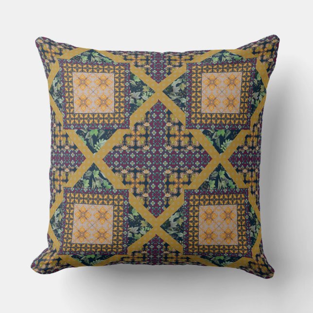 Fall Colours | Paisley, Leaves and Berries Throw Pillow (Front)