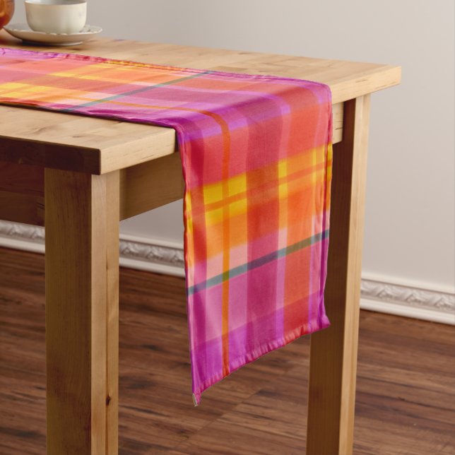 Fall Colours Plaid Short Table Runner (In Situ)