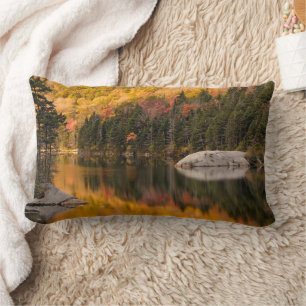 Fall Colours Reflected on Beaver Pond Lumbar Pillow