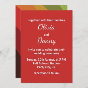 Fall Colours Stripe Modern Fall Wedding Invitation