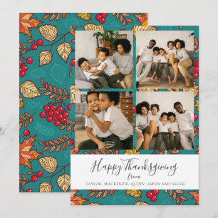 Fall Colours Thanksgiving 4 Photo collage Holiday Card