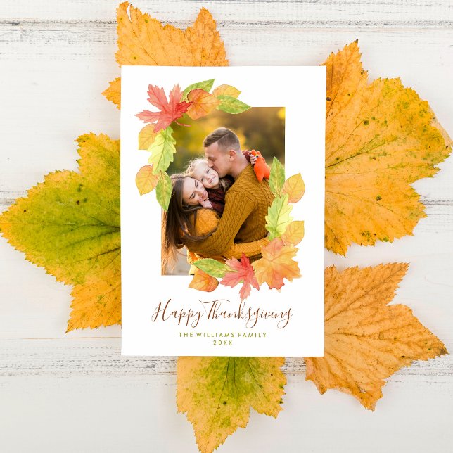 Fall Colours Thanksgiving Family Photo Holiday Card (Creator Uploaded)
