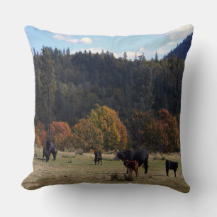 Fall colours with the herd... throw pillow