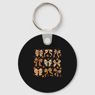 Fall Coquette Bow Fall Pumpkin Thanksgiving Women Keychain