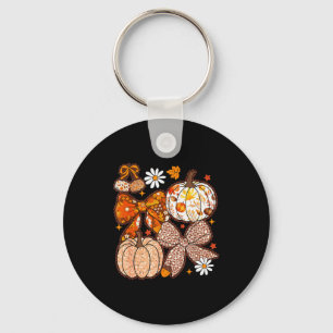 Fall Coquette Bow Fall Pumpkin Thanksgiving Women  Keychain