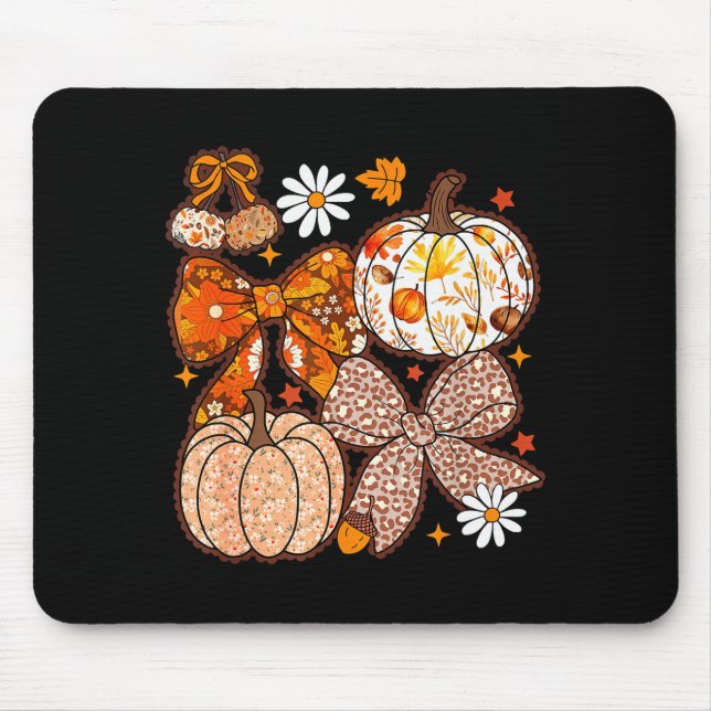 Fall Coquette Bow Fall Pumpkin Thanksgiving Women  Mouse Pad (Front)