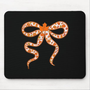 Fall Coquette Lace Bow Leaves Pumpkin Thanksgiving Mouse Pad