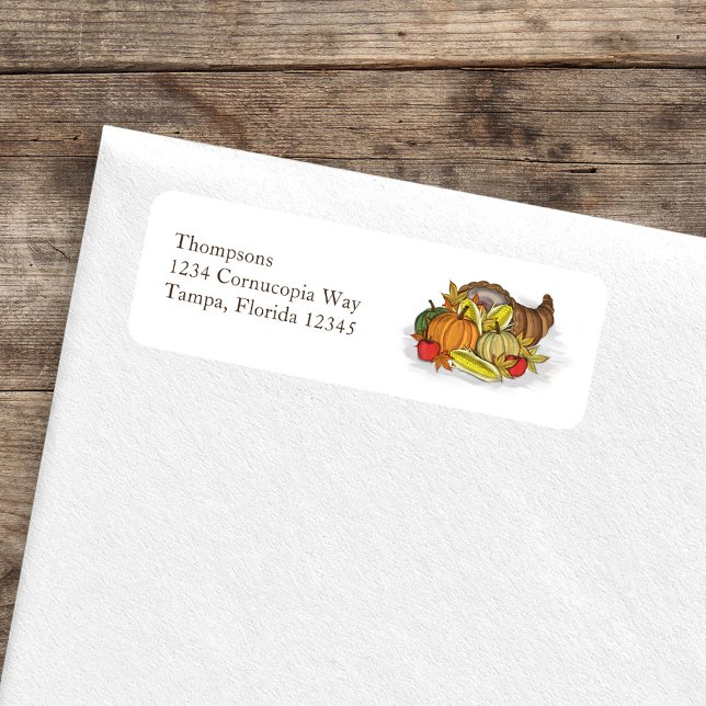 Fall Cornucopia Custom Return Address  (Fall Autumn Cornucopia Return Address Label.)