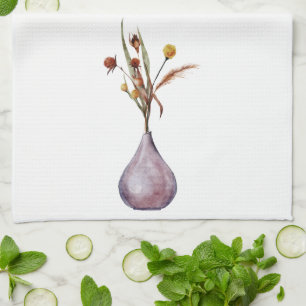 Fall Cottage Pampas Floral Botanical Kitchen Towel