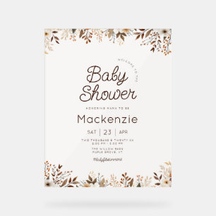 Fall Cottagecore Floral Baby Shower Acrylic Sign