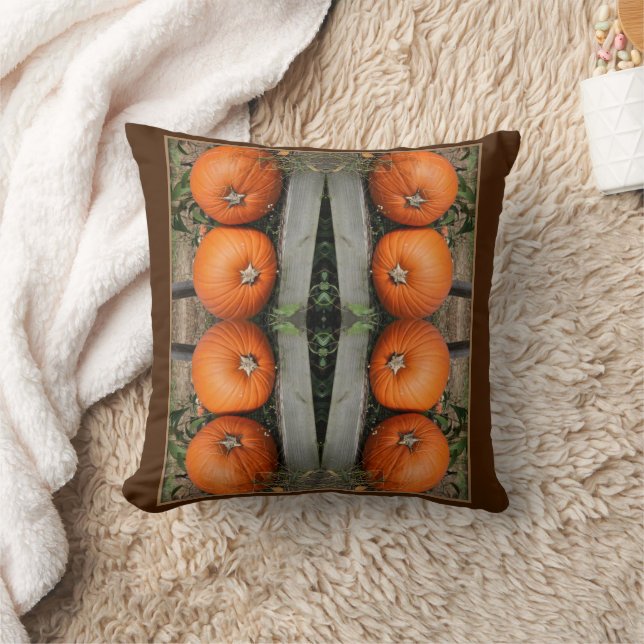 Fall Country Pumpkin Pair Abstract Throw Pillow (Blanket)