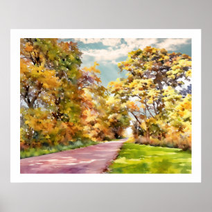Fall Country Road Near Pottstown.  Poster