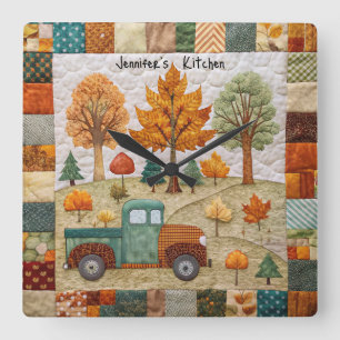 Fall Country Rustic Pickup Truck Wall Clock