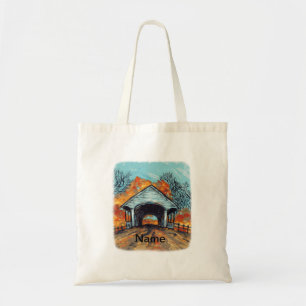 Fall Covered Bridge Tote Bag