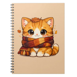 Fall Cozy Scarf Kitty – Autumn Notebook