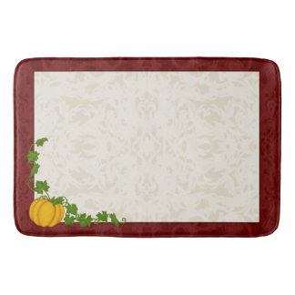 Fall Cream and Maroon Fleur Pumpkin Bath Mat